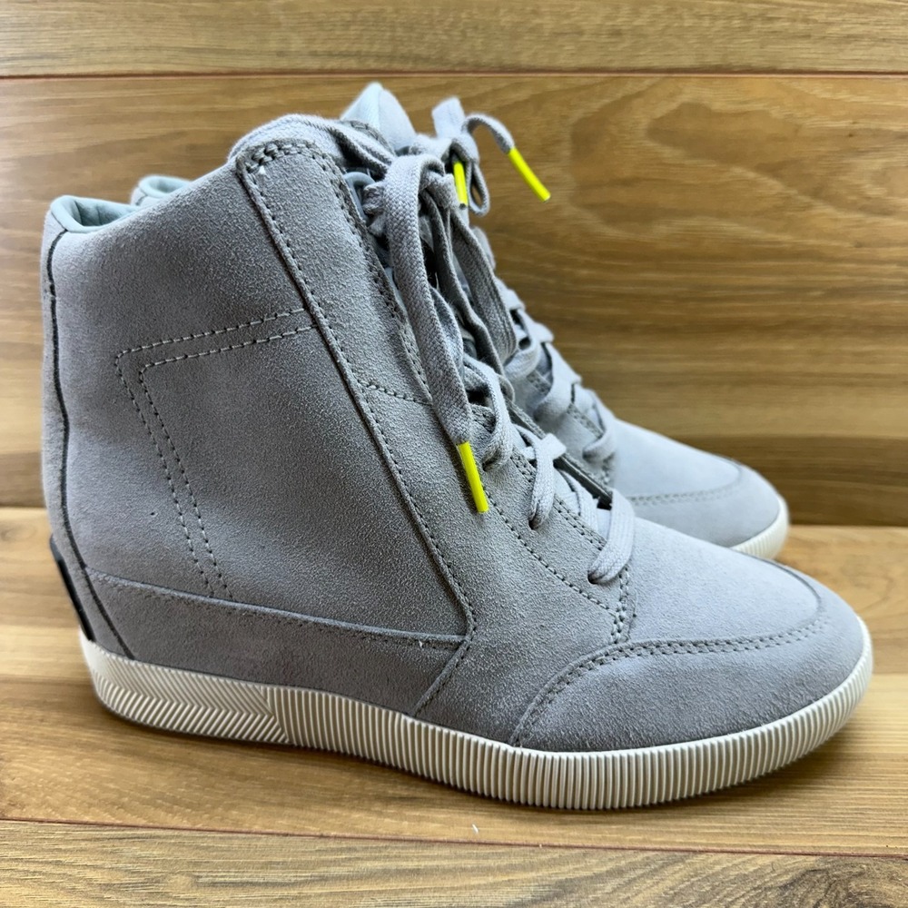 Sorel Out N About Wedge Boots 9 Gray Suede Waterproof Athleisure Streetwear